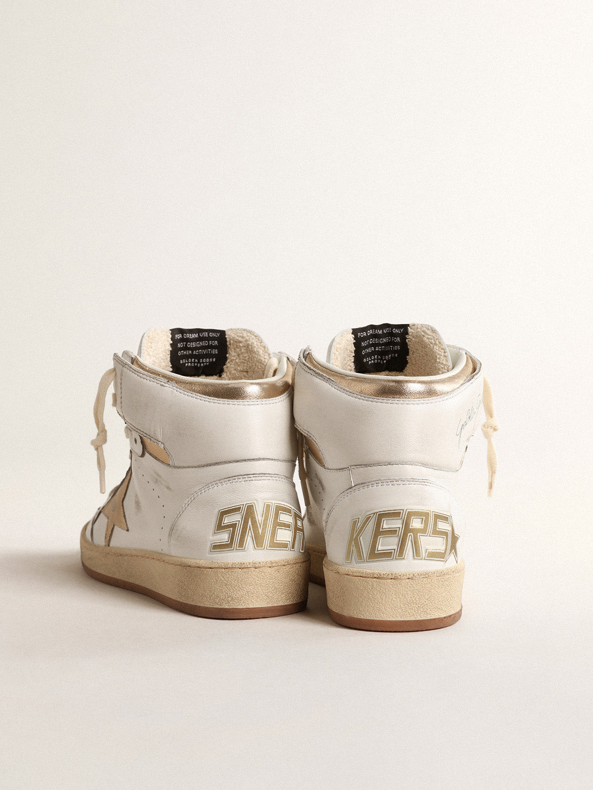 Sky-Star in white nappa leather with gold metallic leather star and heel tab| Golden Goose