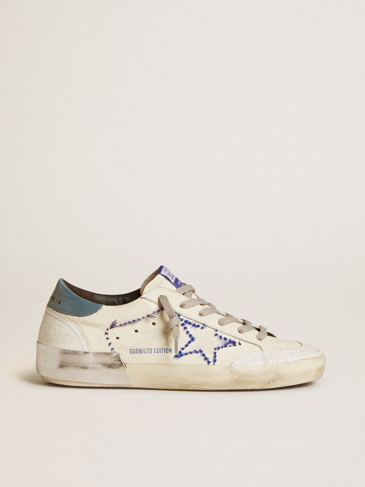 Women's Super-Star LTD in nappa with embroidered star and leather heel tab| Golden Goose