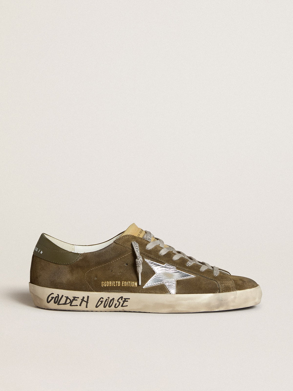 Super-Star LTD in suede with metallic leather star and leather heel tab| Golden Goose