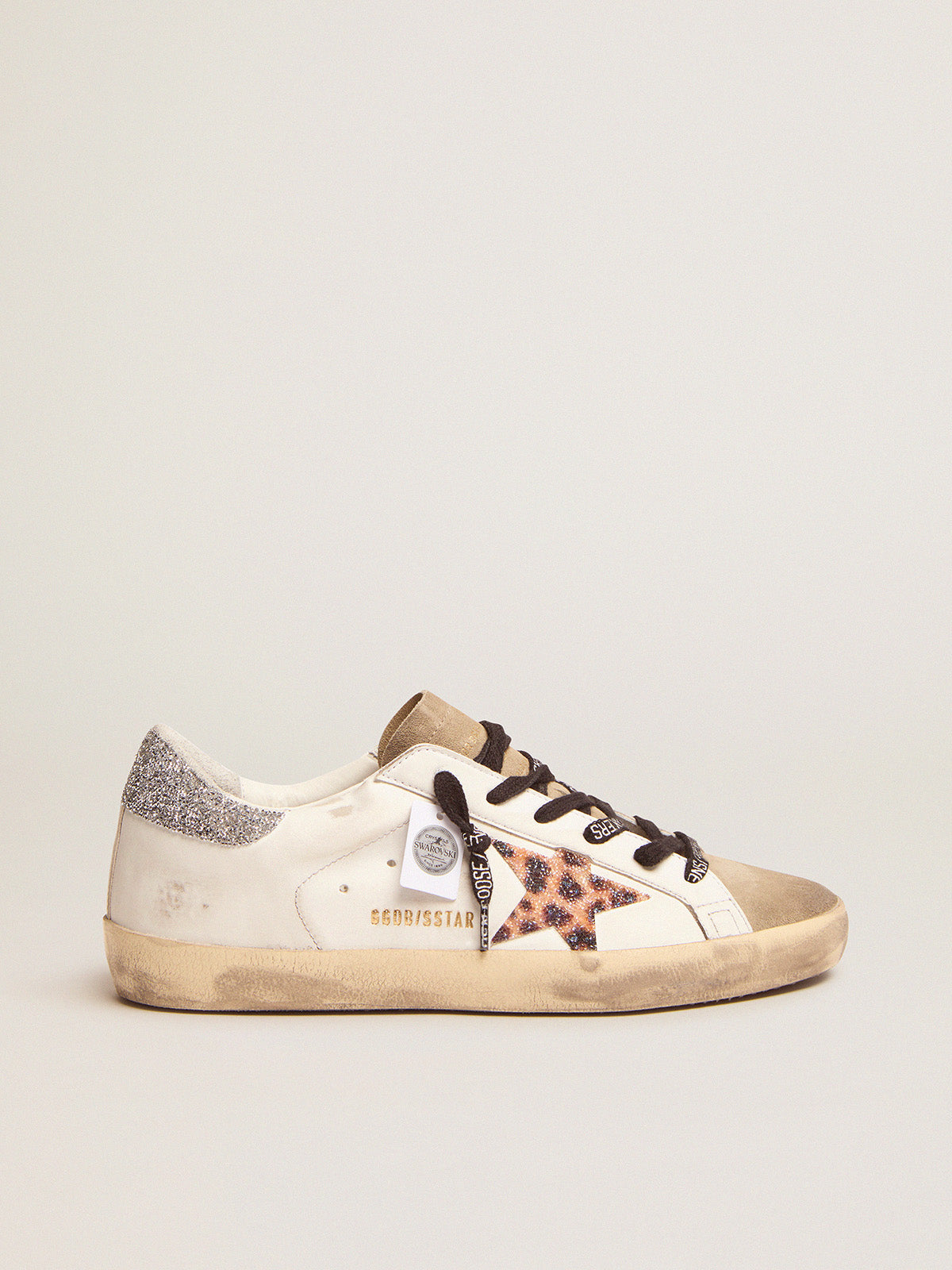 Women's Super-Star LTD with leopard print and crystal star| Golden Goose