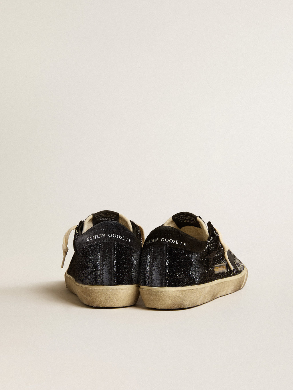 Women's Super-Star in black velvet and suede with black suede star| Golden Goose