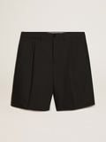 Men's Bermuda shorts in black cotton| Golden Goose
