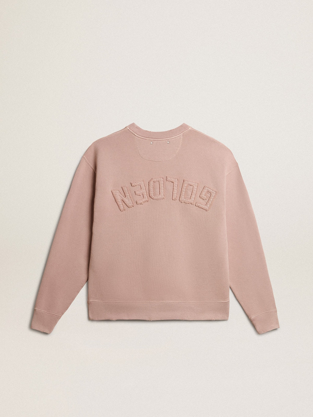 Powder-pink sweatshirt with reverse logo on the back - Jersey Capsule| Golden Goose