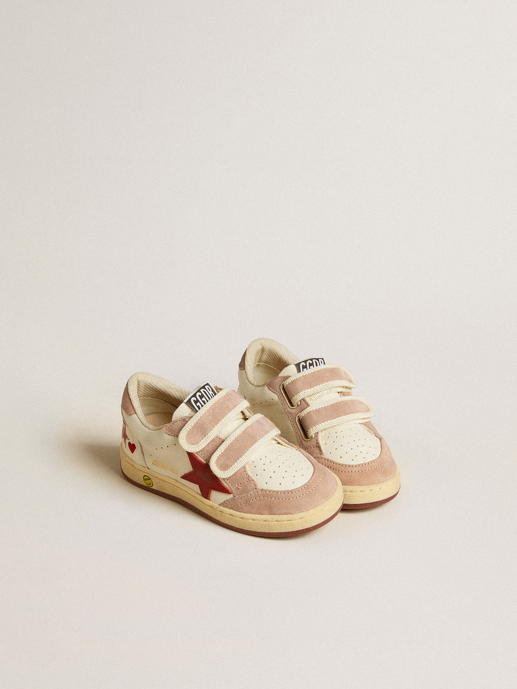 Ball Star Young in nappa with nappa star and pink suede heel tab| Golden Goose