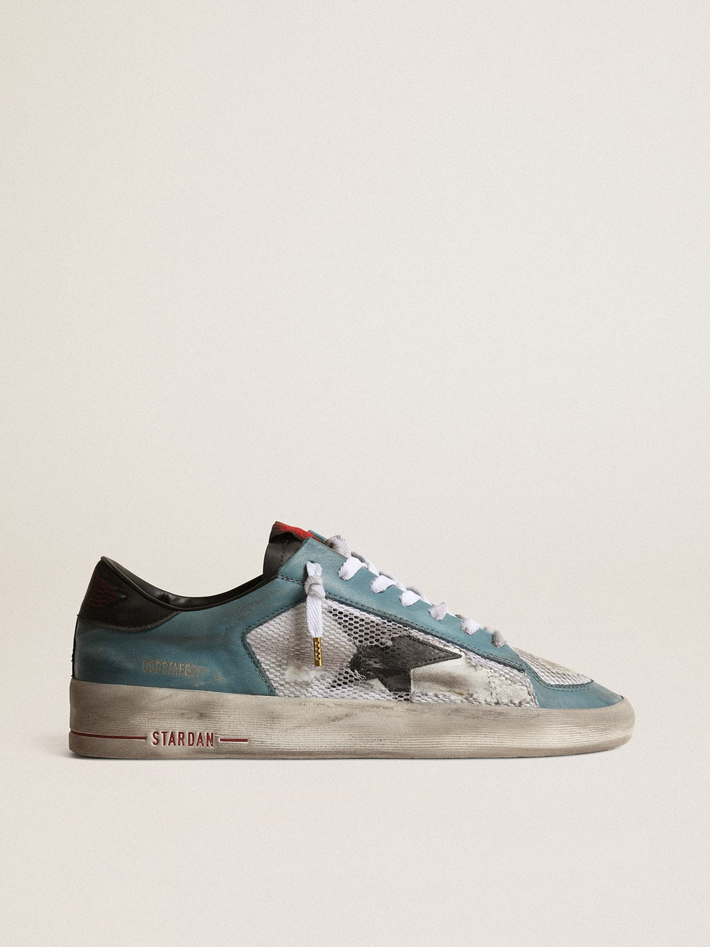 Men's Stardan in distressed mesh and petrol-colored upper| Golden Goose