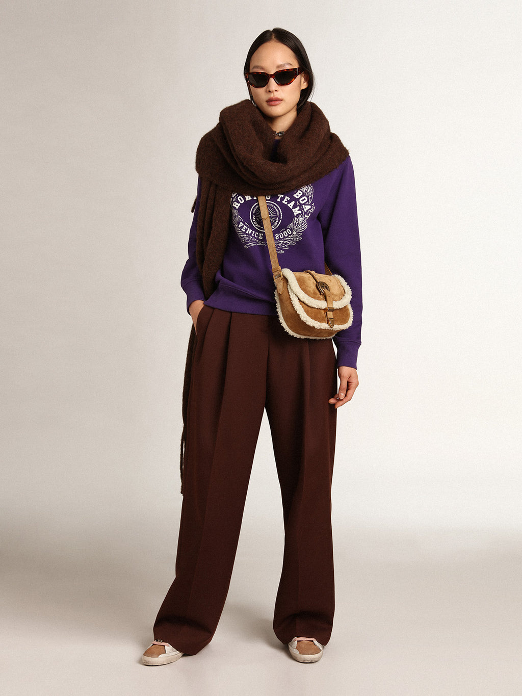 Women's Rodeo Bag in suede with shearling details| Golden Goose