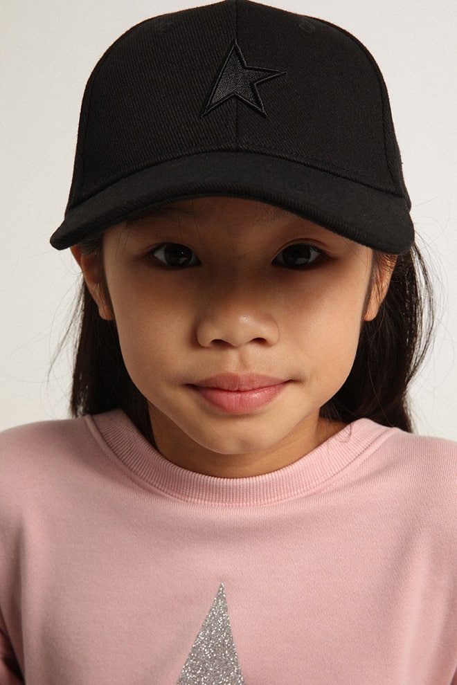 Kids' black baseball cap with star| Golden Goose