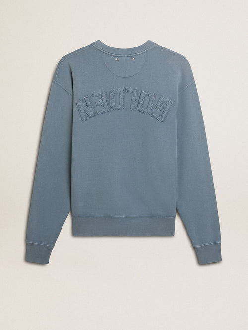 Baby blue sweatshirt with reverse logo on the back - Jersey Capsule| Golden Goose
