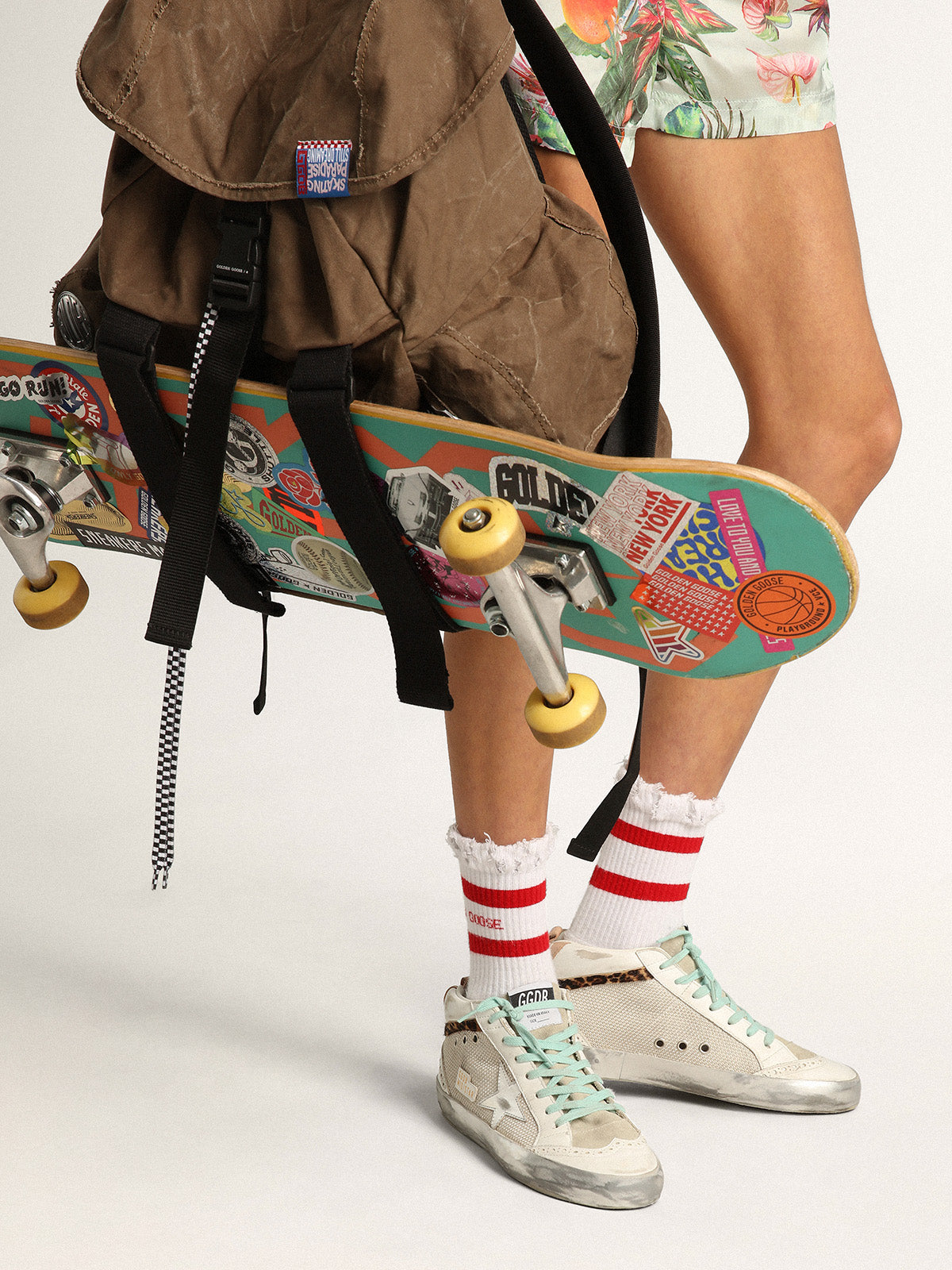 Women's Mid Star with silver star and flash in leopard print pony skin| Golden Goose