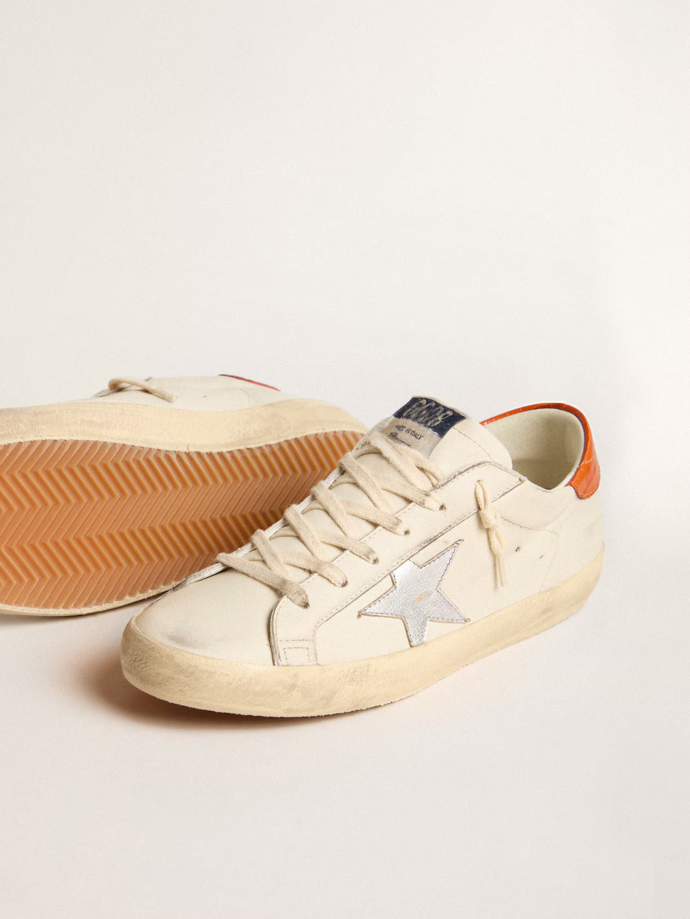 Super-Star LTD with silver leather star and croc-print leather heel tab| Golden Goose