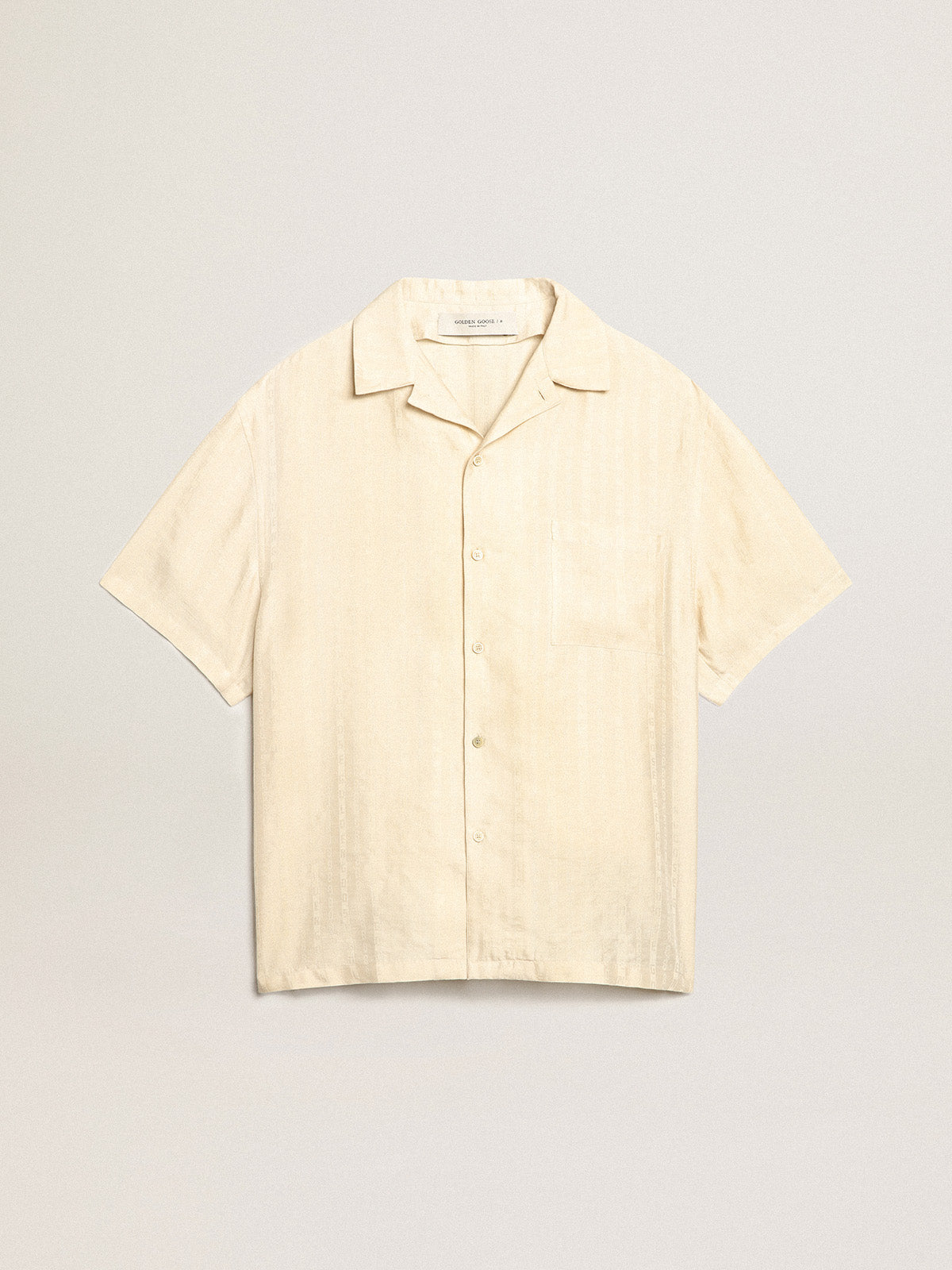 Short-sleeved shirt in parchment-colored linen| Golden Goose