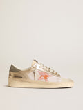 Stardan in white mesh with orange star and platinum leather inserts| Golden Goose