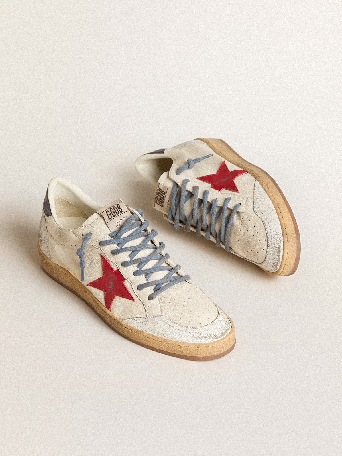 Ball Star LTD with red star and lizard-print leather heel tab| Golden Goose