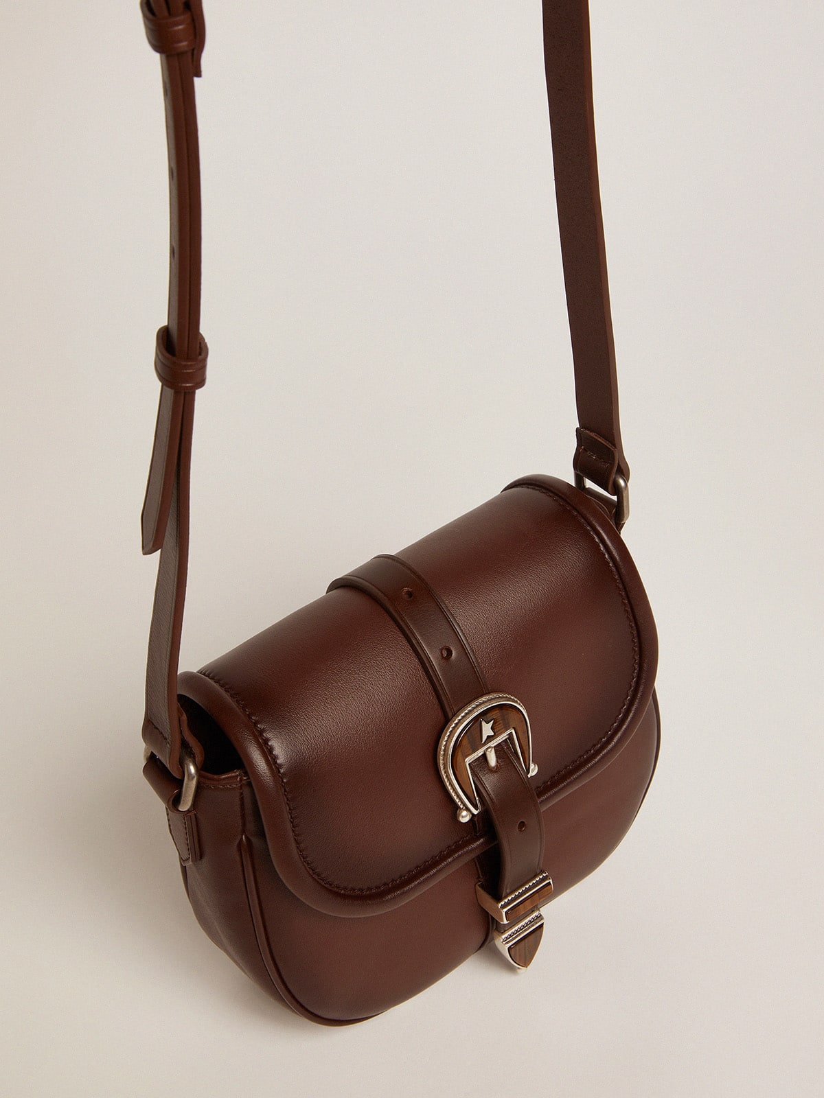 Women's small Rodeo Bag in dark tan leather| Golden Goose