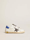 Young Old School with black snake print leather star and blue heel| Golden Goose