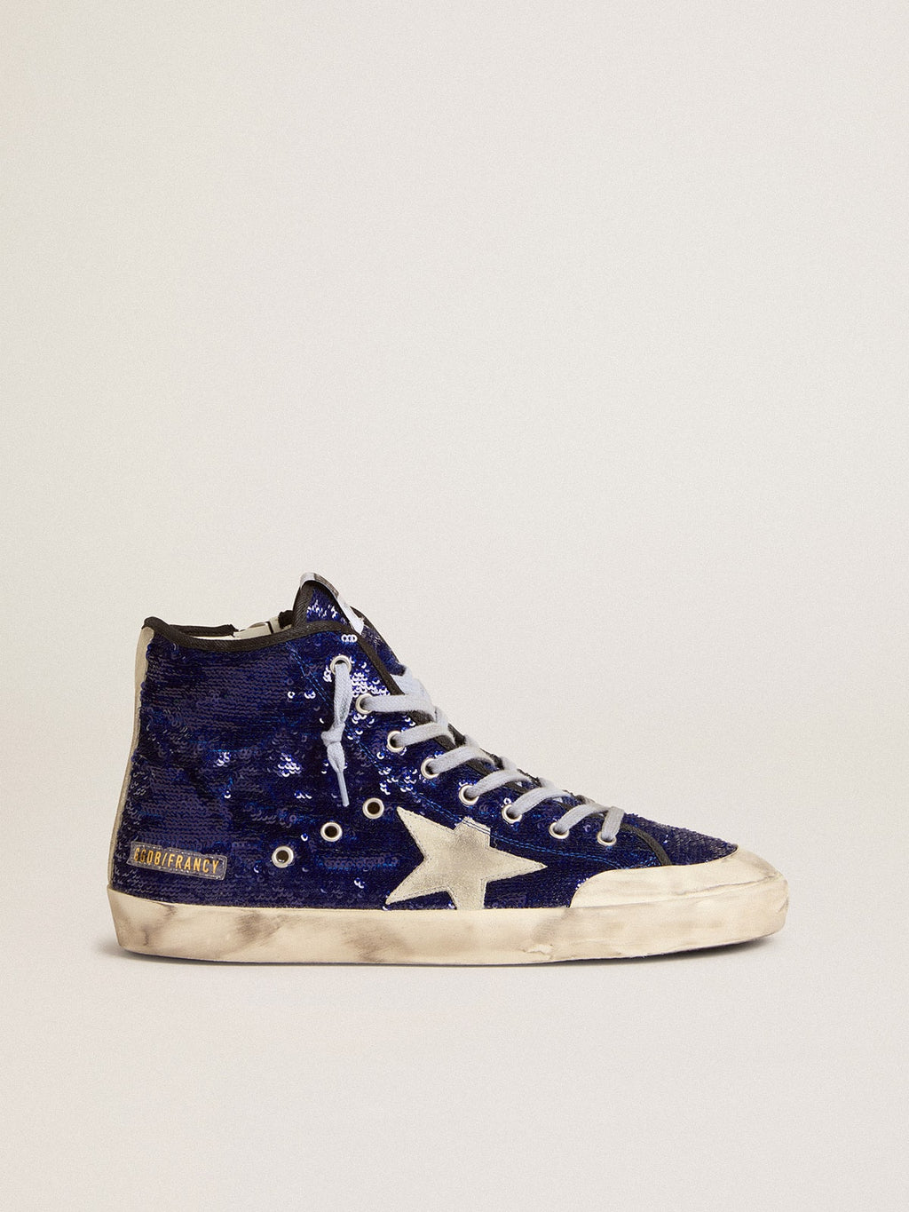 Men's Francy Penstar in blue sequins with ice-gray suede star| Golden Goose