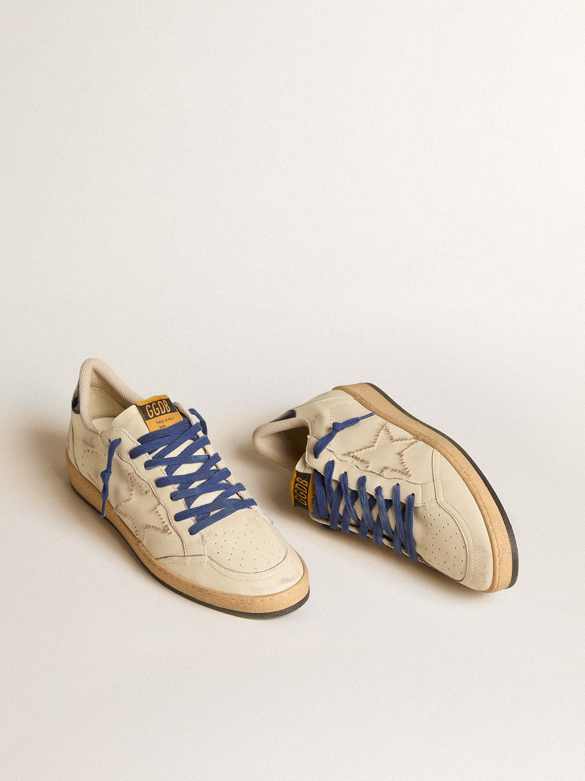Ball Star LTD with embroidered star and blue patent leather heel tab| Golden Goose