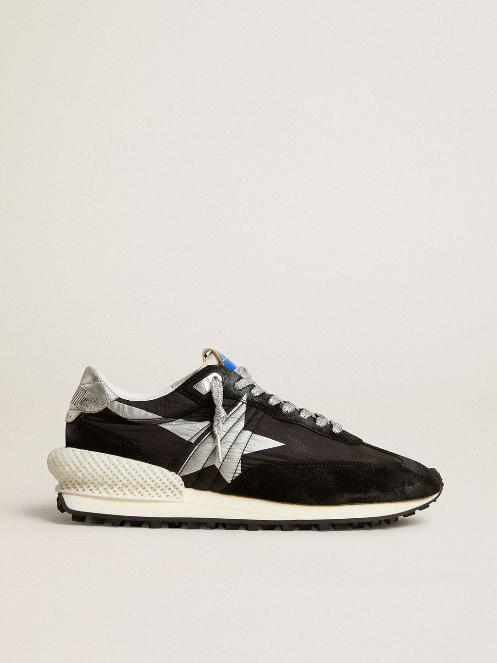 Men's Marathon with black ripstop nylon upper and silver star| Golden Goose
