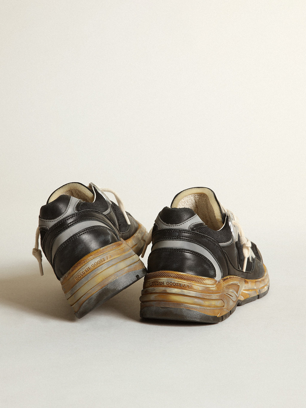 Women's Dad-Star in black mesh and nappa with ice-colored star| Golden Goose
