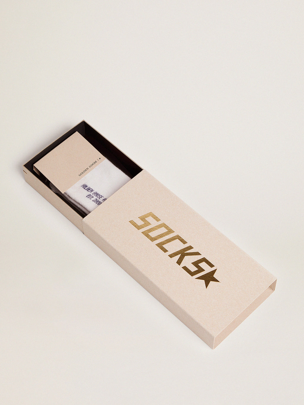 Cotton socks with distressed finishes, blue stripes and logo| Golden Goose