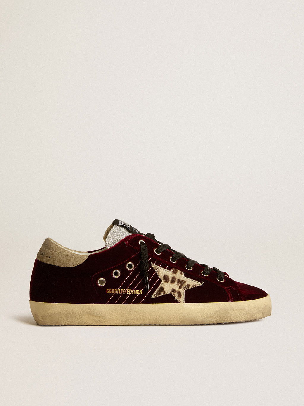 Super-Star LTD in velvet with pony skin star and glitter tongue| Golden Goose