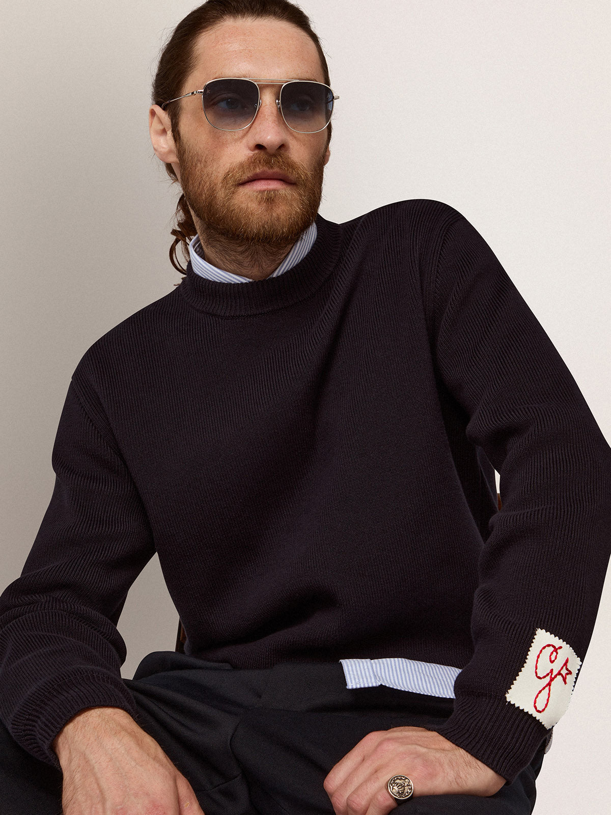 Sunframe Roger aviator model with silver frame| Golden Goose