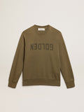 Men's olive green sweatshirt with Golden lettering| Golden Goose