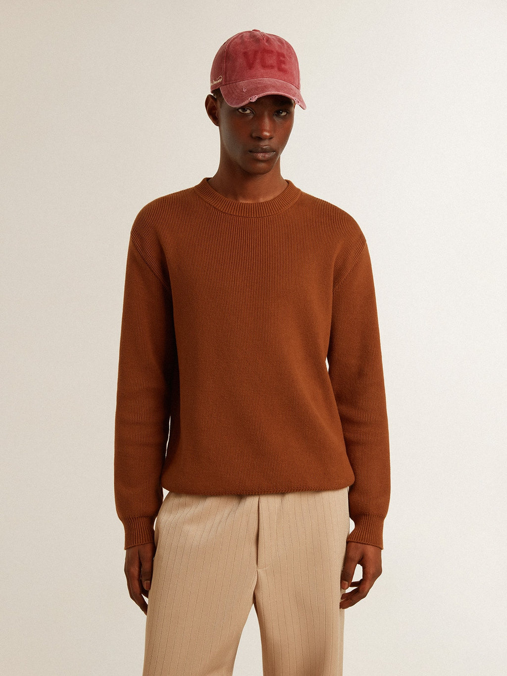 Men's crew-neck sweater with logo on the back| Golden Goose