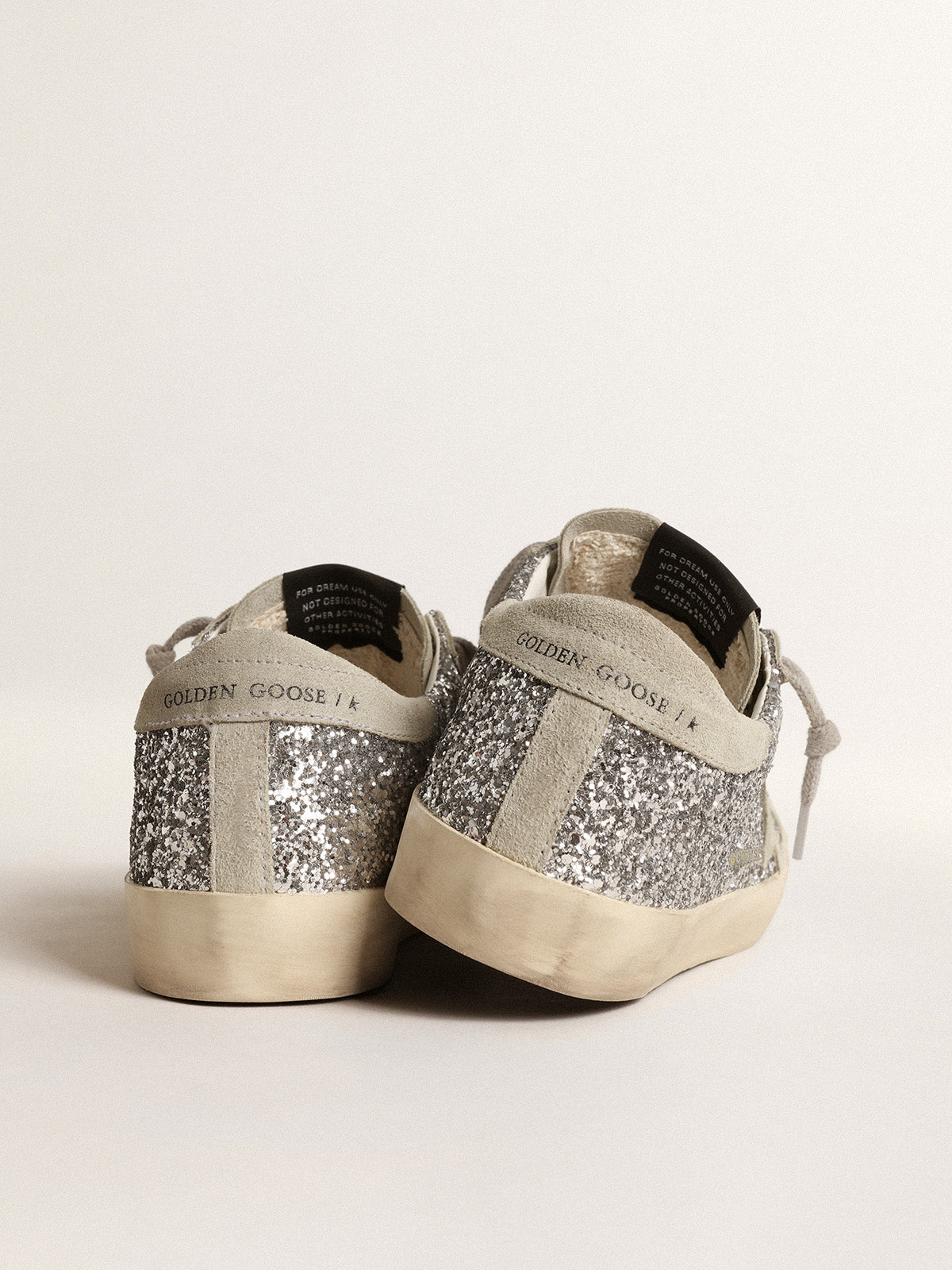 Super-Star in silver glitter with ice-gray suede star| Golden Goose