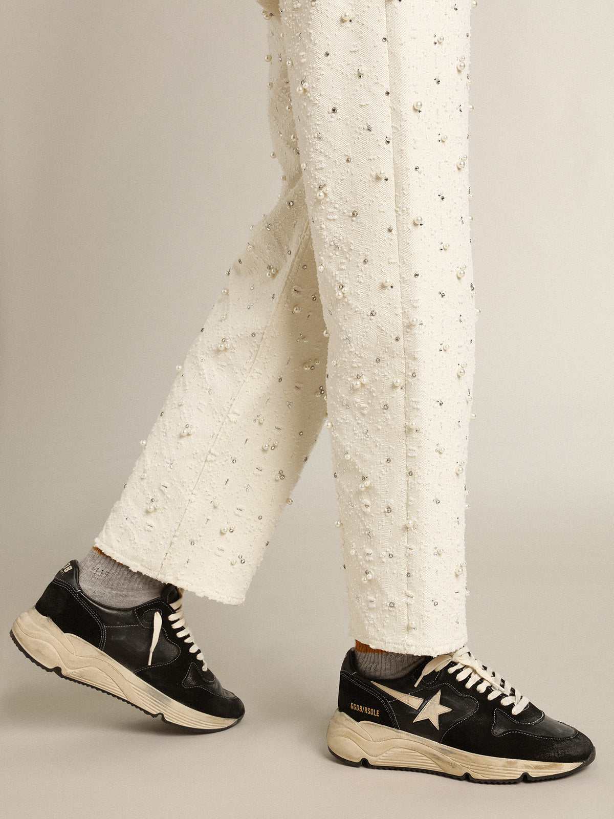 Women's Running Sole in black nappa and suede| Golden Goose