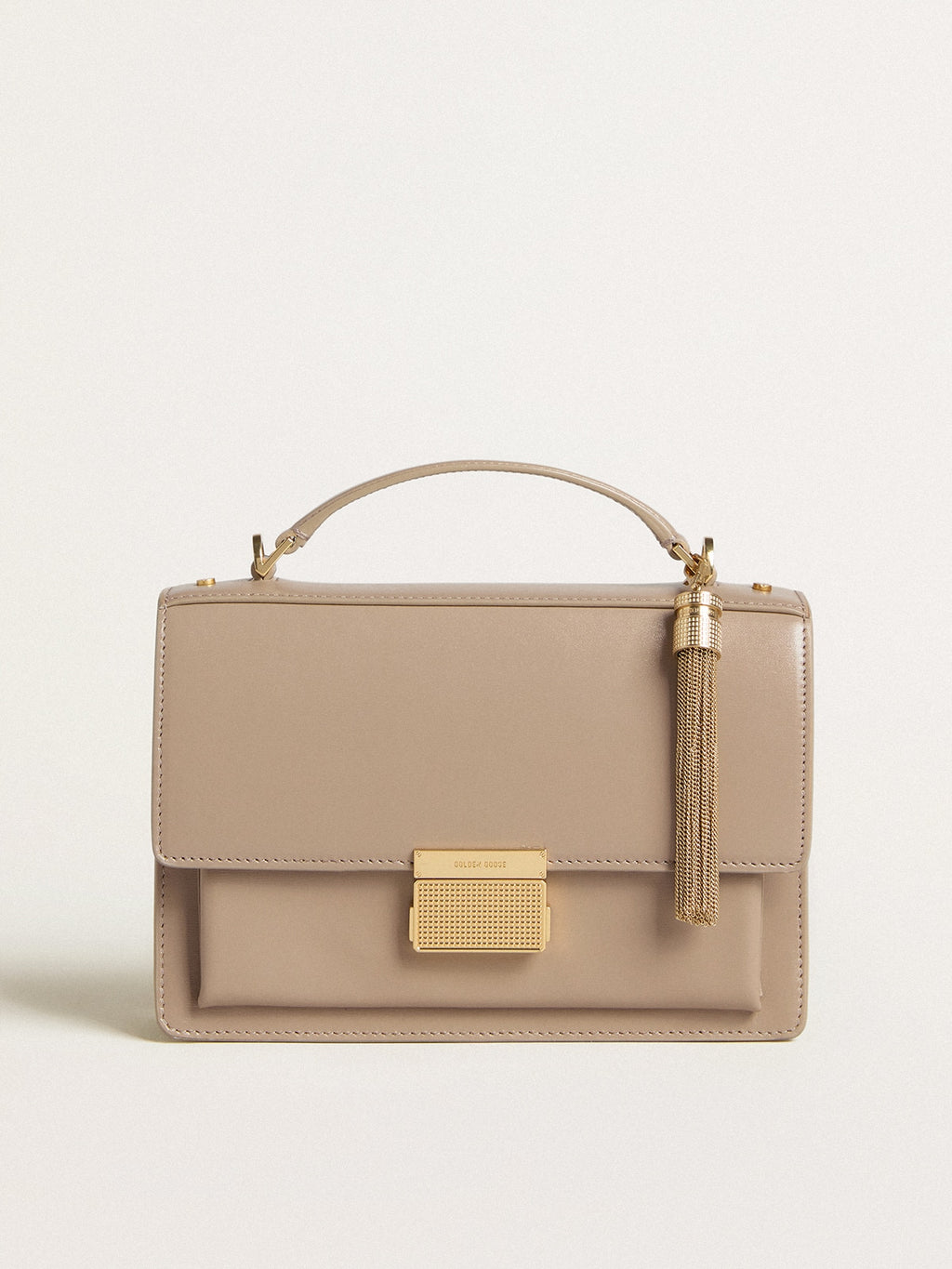 Venezia Bag in beige boarded leather with gold details| Golden Goose