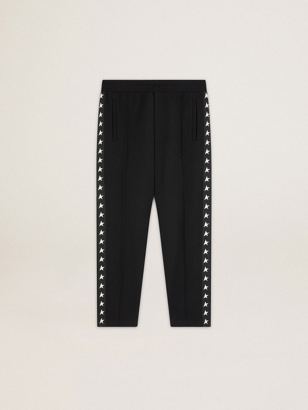 Men's black joggers with white stars on the sides| Golden Goose