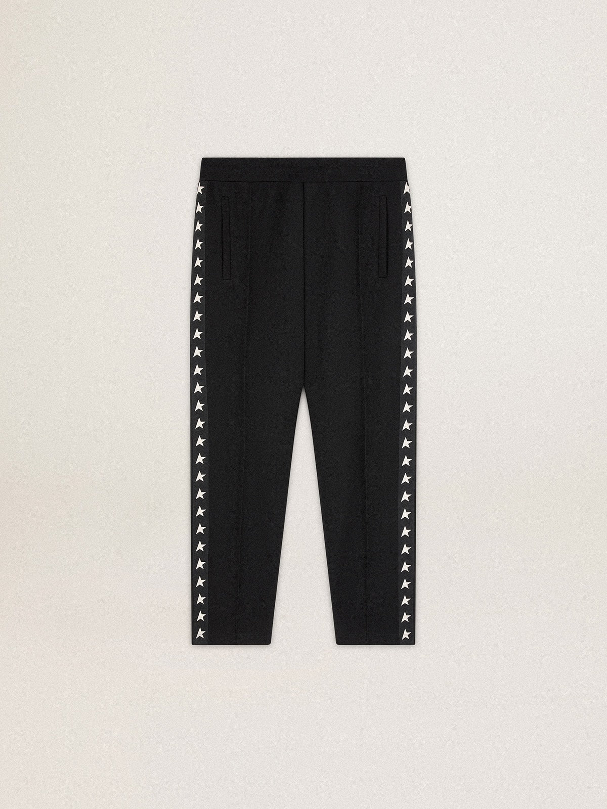 Men's black joggers with white stars on the sides| Golden Goose