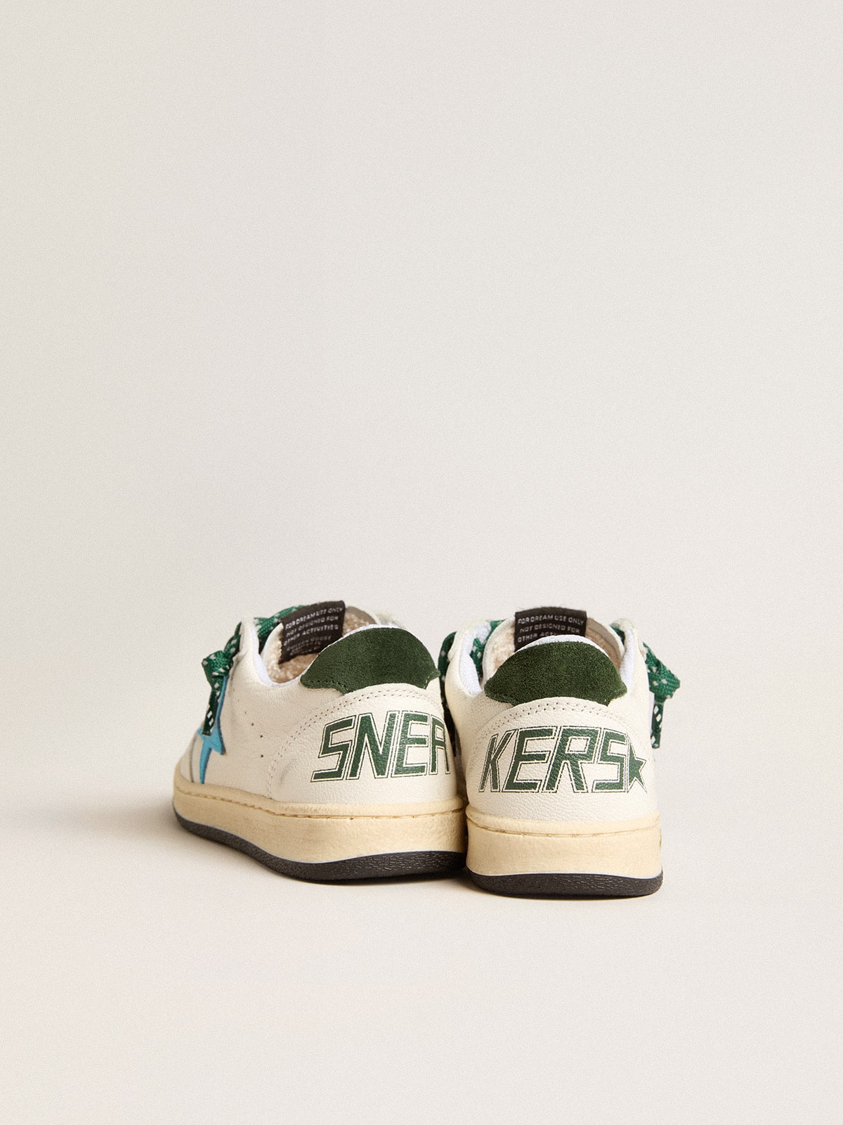 Young Ball Star with turquoise star and green suede heel tab| Golden Goose