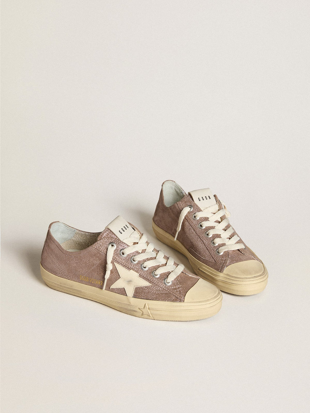 V-Star in light brown metallic suede with cream leather star| Golden Goose
