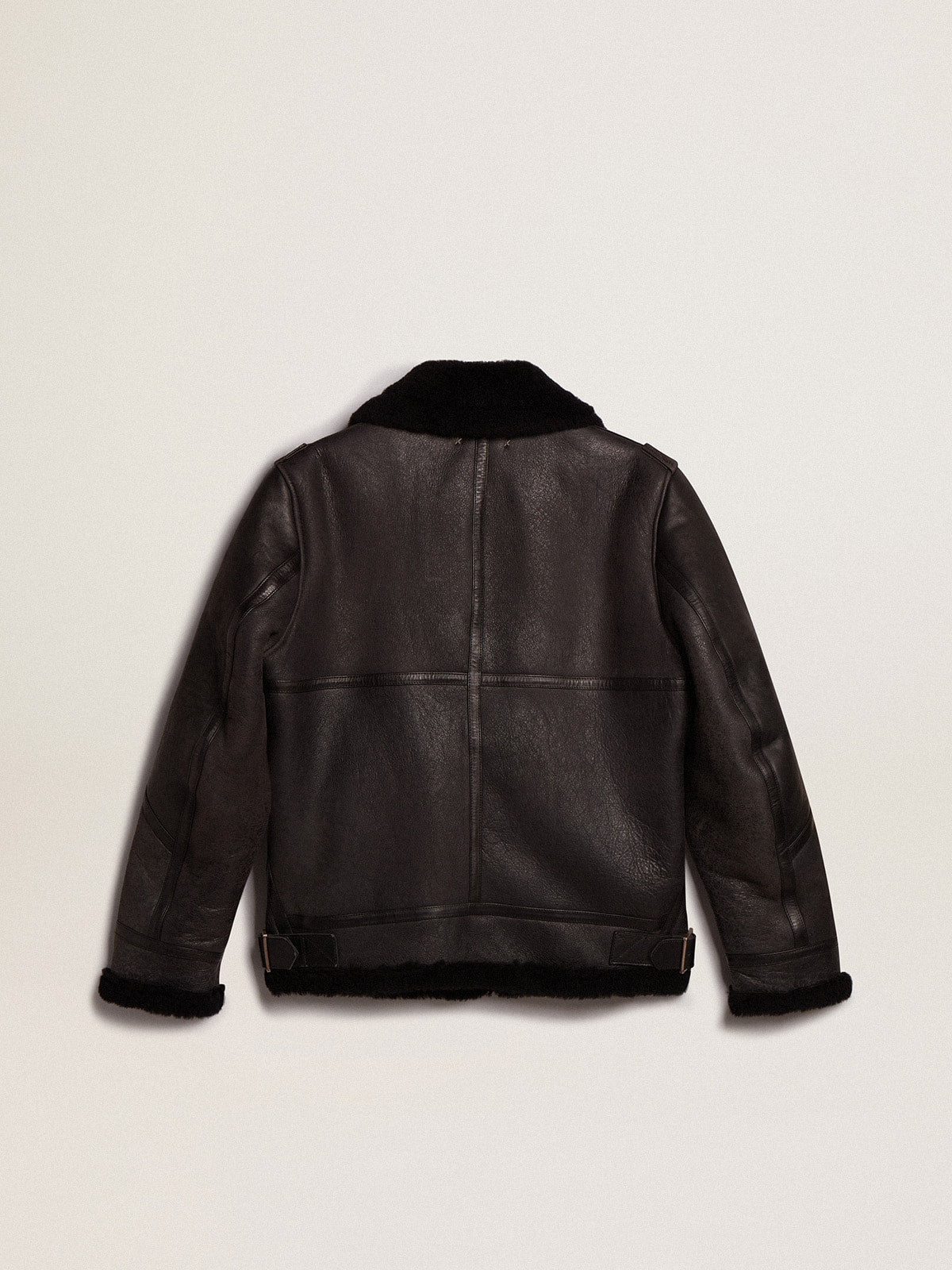 Black sheepskin jacket| Golden Goose