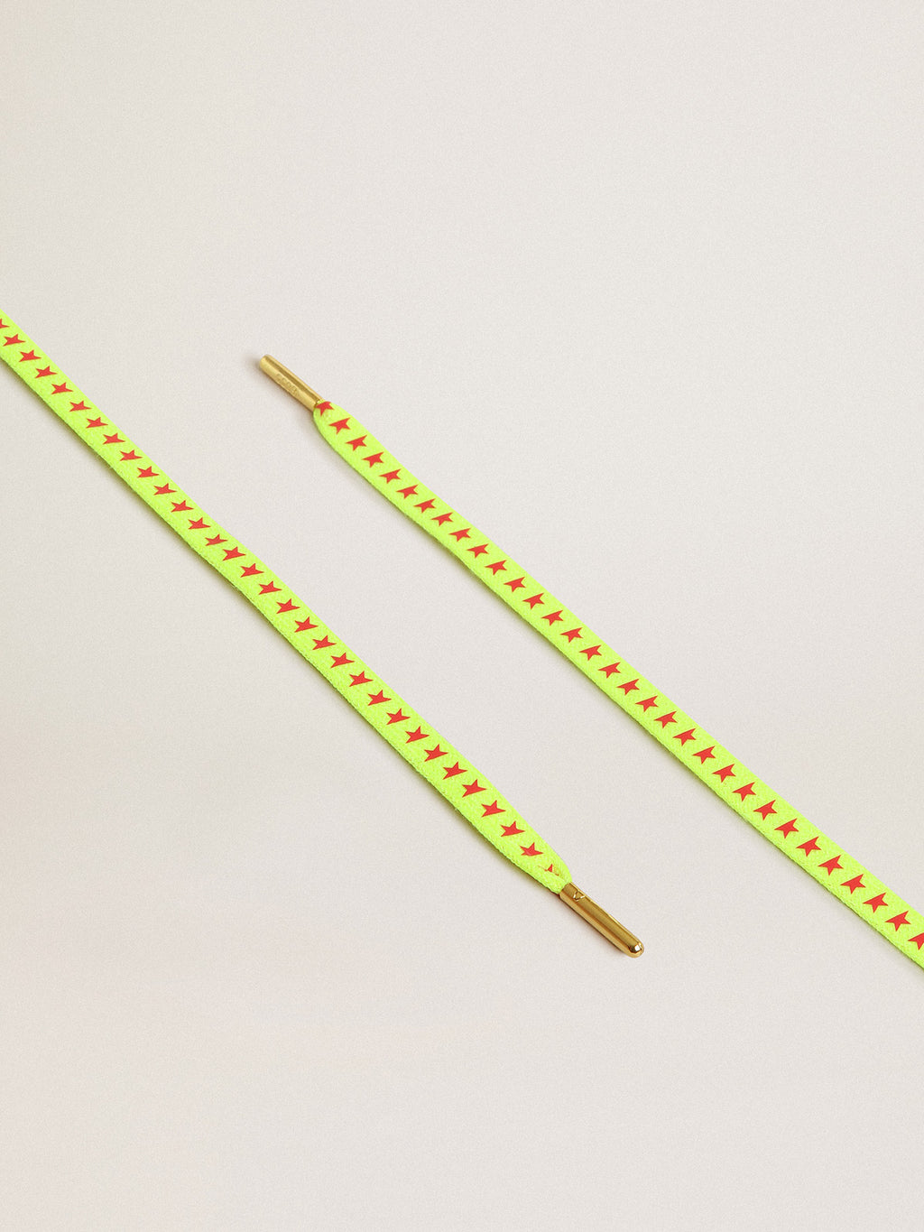 Fluorescent yellow laces with contrasting orange stars| Golden Goose
