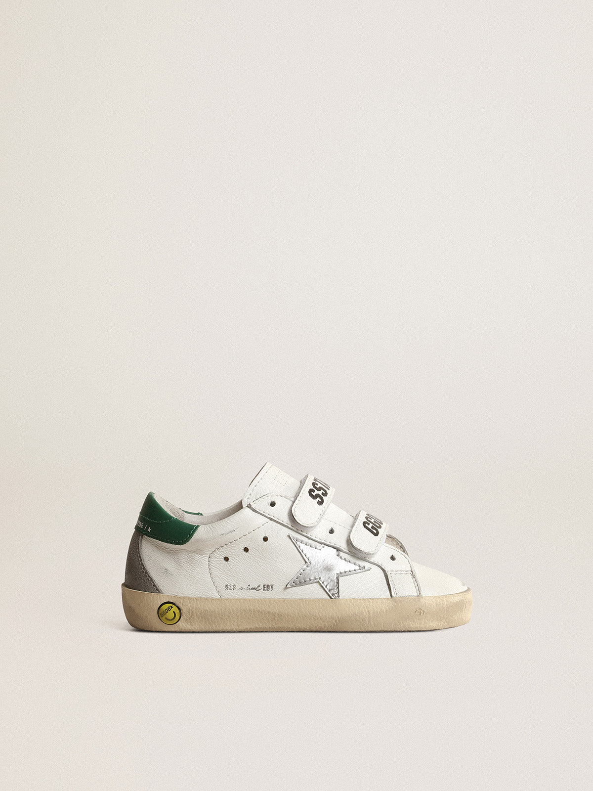 Old School Junior with metallic leather star and green heel tab| Golden Goose