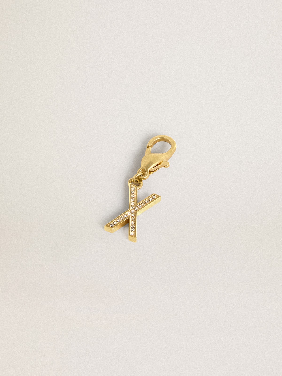 Letter X charm in gold-colored brass with crystals| Golden Goose