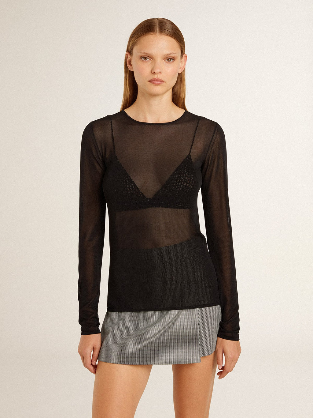 Women's black crew neck t-shirt| Golden Goose