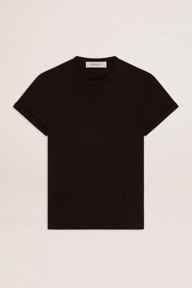 Women's regular-fit distressed T-shirt in black| Golden Goose