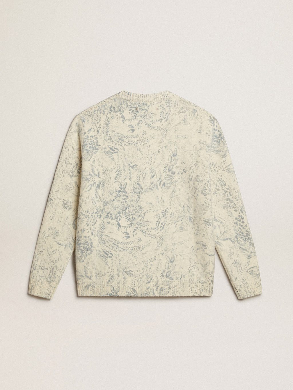 Men's round-neck sweater in wool with all-over toile de jouy pattern| Golden Goose