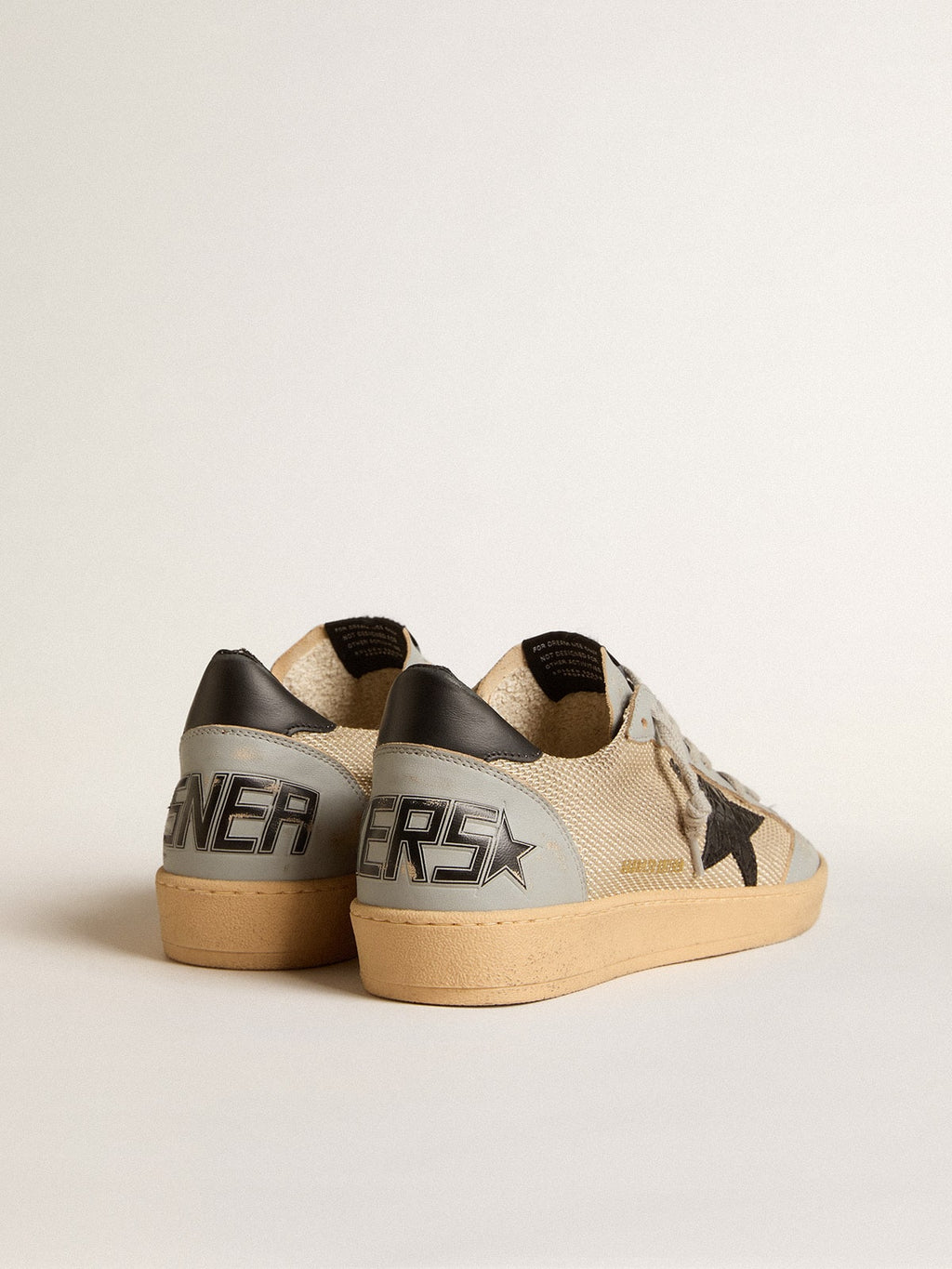 Men's Ball Star LTD in beige mesh with croc-print leather star and nappa inserts| Golden Goose