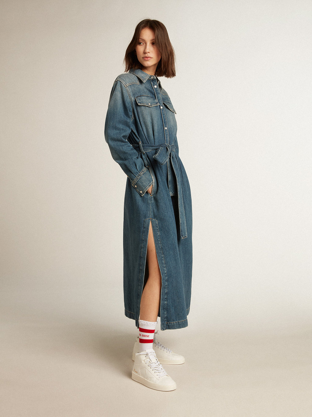 Women's bio-based Mid-Stardan with white star and heel tab| Golden Goose