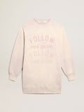 Distressed-finish pale pink sweatshirt dress| Golden Goose