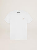 White Star Collection T-shirt with star in gold glitter on the front| Golden Goose