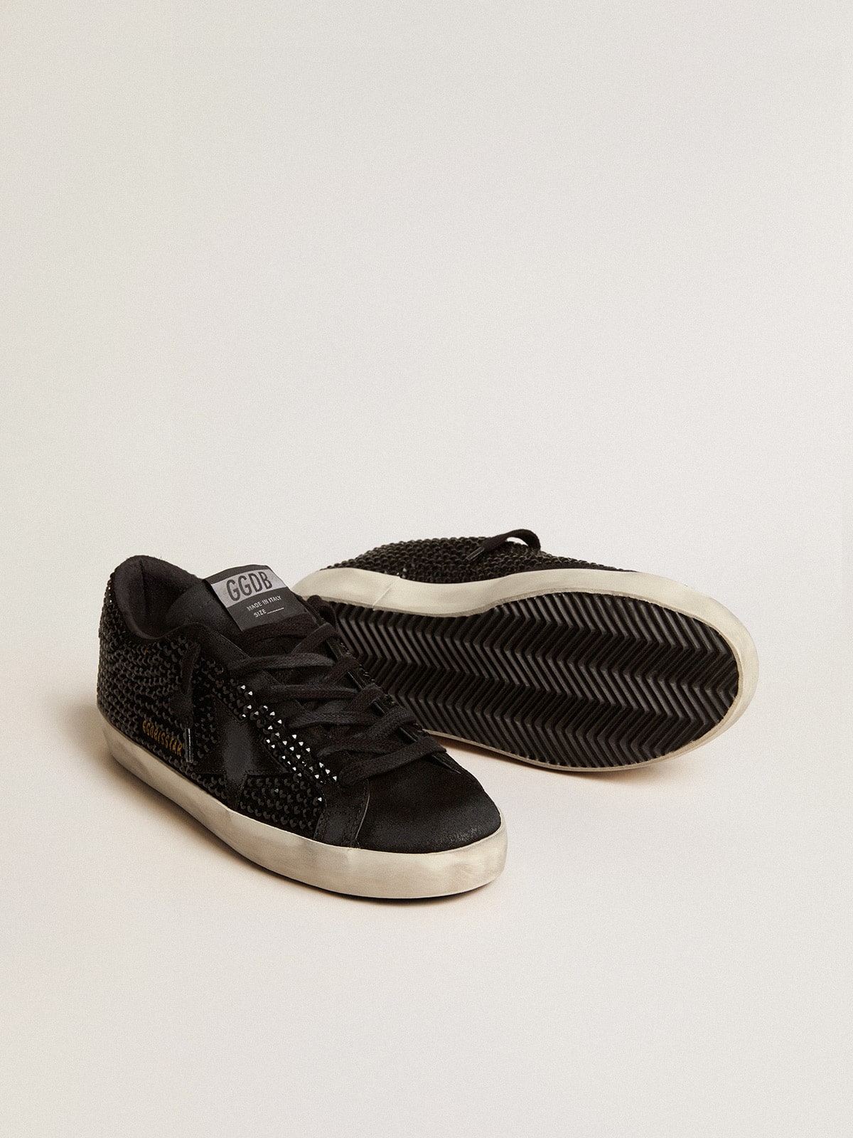 Super-Star in black suede with Swarovski crystals and black suede star| Golden Goose