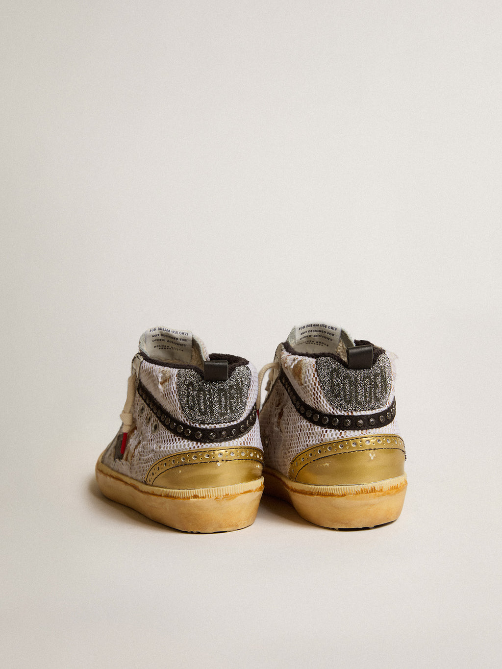 Mid Star LAB in pony skin and mesh with black star and studded flash| Golden Goose