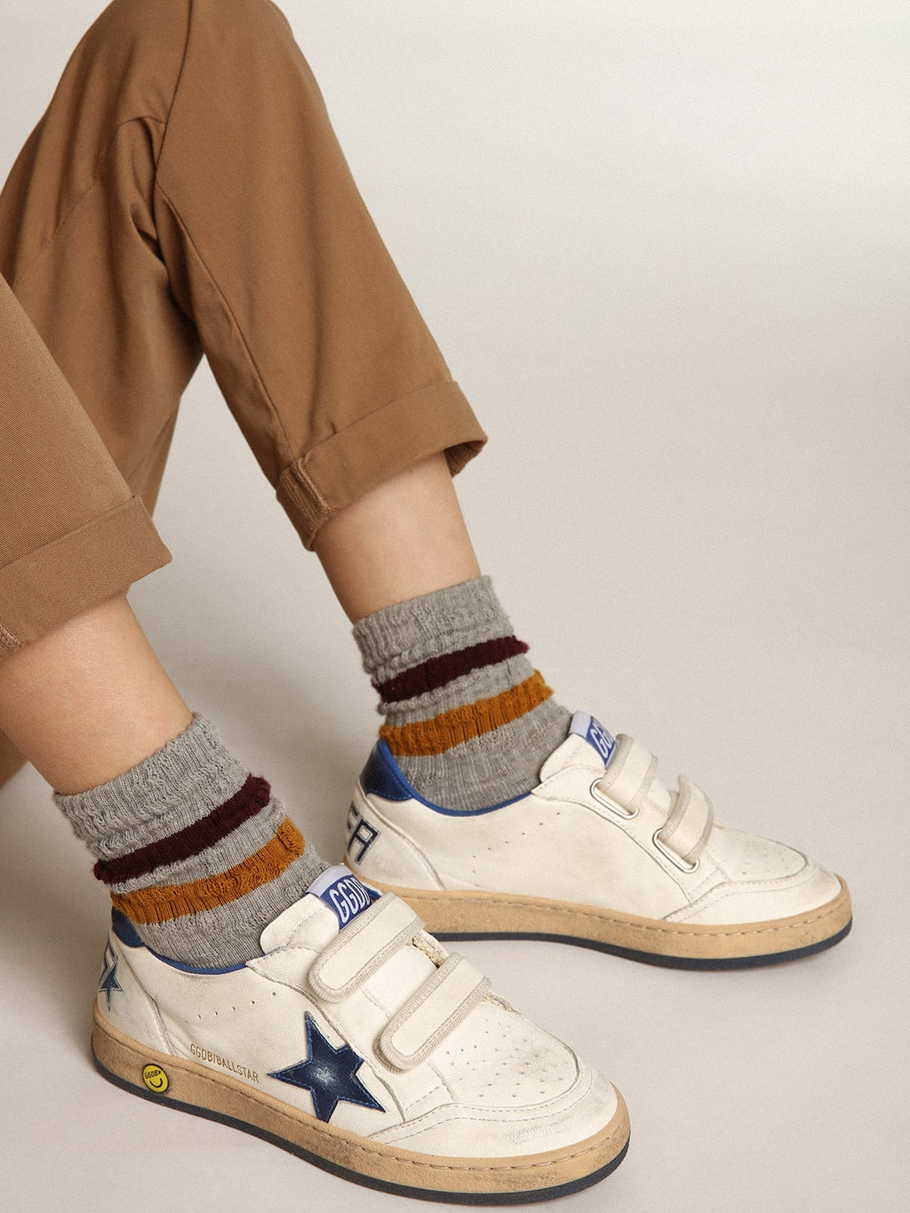 Ball Star Junior with blue metallic leather star and heel tab| Golden Goose