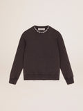 Women's anthracite gray sweatshirt with crystals| Golden Goose